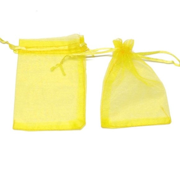 ⭐️5 for 20⭐️ 10 Yellow Drawstring Organza Bags 3" x 4" - Picture 4 of 8